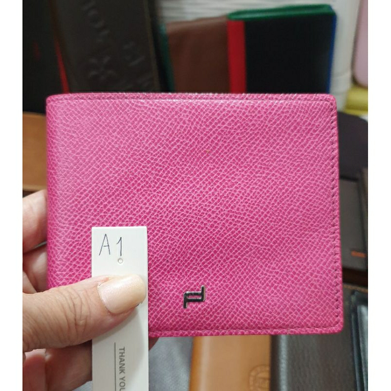 กระเป๋าสตงค์ใบสั้นหนังวัวแท้100% สีชมพู สีม่วงporsche design มีช่องใส่บัตรได้เยอะmoney walletเหมาะสำหรับสุภาพสตรี