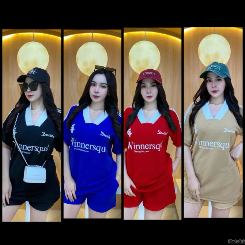 ชุดเซ็ตขาสั้น แนวสปอตเสื้อoversize+กางเกงขาสั้น