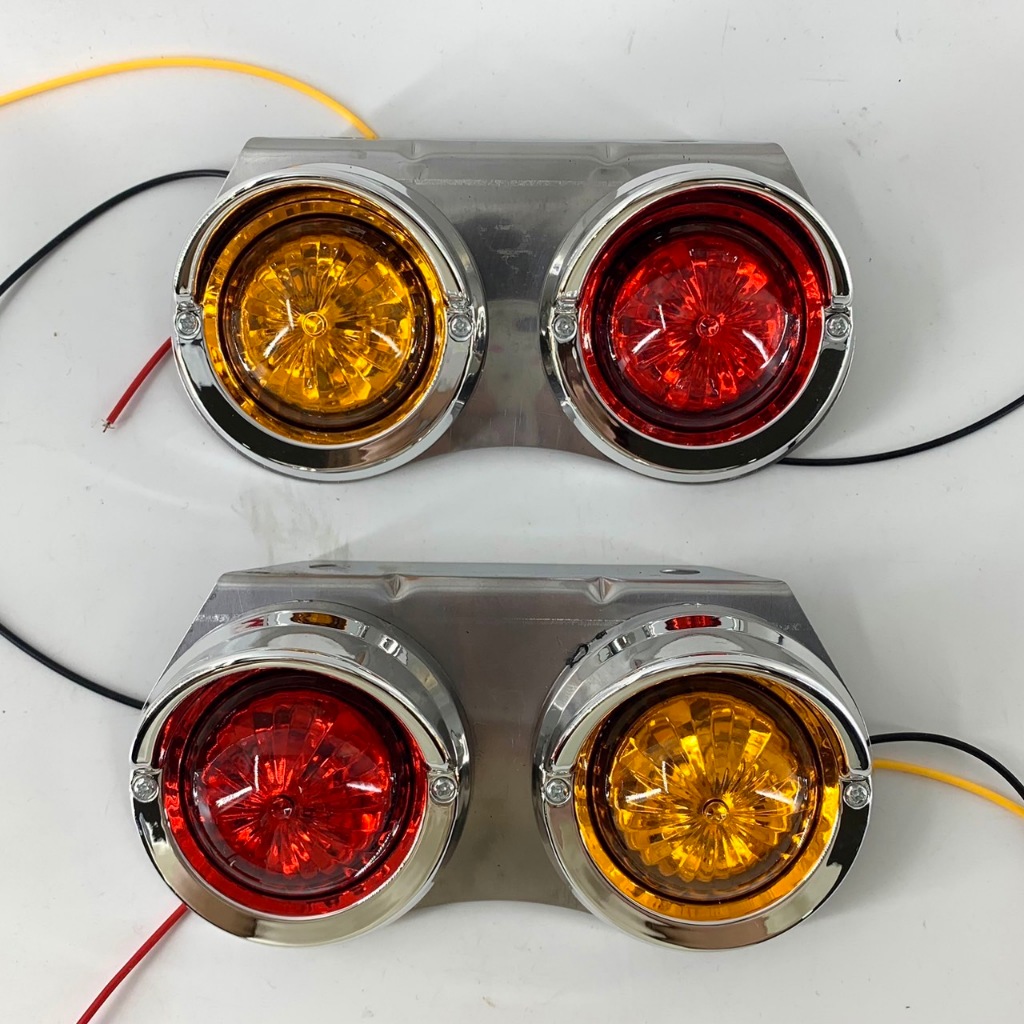 (ราคาต่อแป้น) ไฟราวข้างรถบรรทุก แป้นสเตนเลส รุ่นไฟมีหมวก ระบบไฟ 12v-24v (ไฟราวรุ่น Cap)