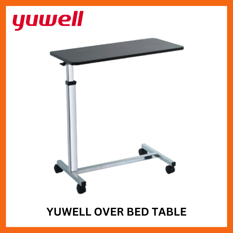 Over Bed Table โต๊ะคร่อมเตียง โต๊ะอาหารอเนกประสงค์ ปรับความสูง ล้อล็อกได้  Yuwell YU-610 [รับประกัน 1 ปี]