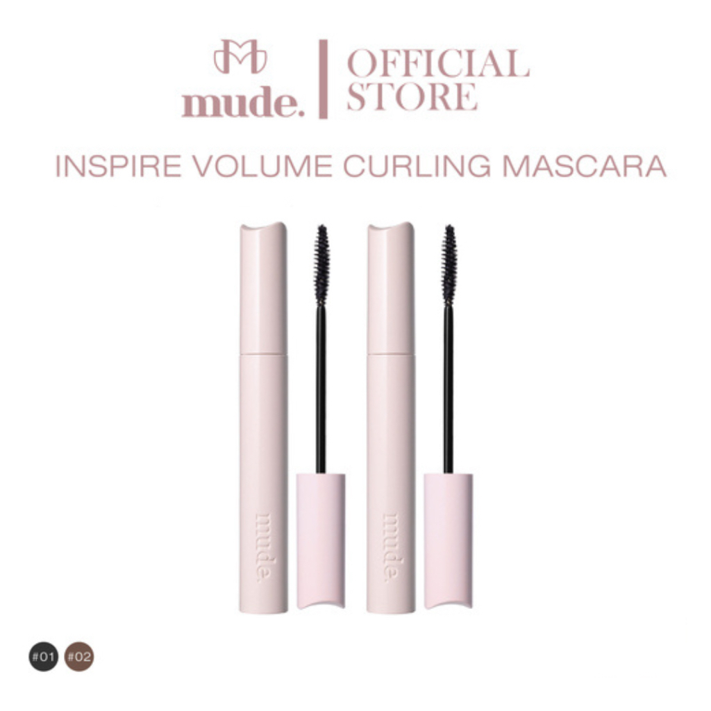 [ช้อป 2 ชิ้นแถมที่ดัดขนตา] MUDE INSPIRE VOLUME CURLING MASCARA 8ML. (มาสคาร่า สูตรเน้นขนตาหนา งอน กันน้ำ)