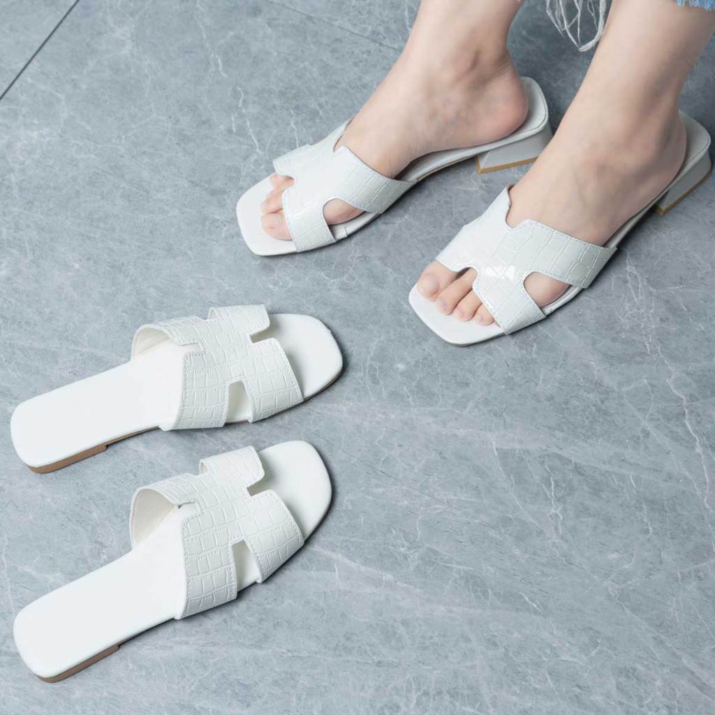 หนังสีทึบจระเข้พิมพ์ฤดูร้อนรองเท้าแตะ Wedge รองเท้าแตะแฟชั่นสบาย ๆ รองเท้าแตะพื้นหนา