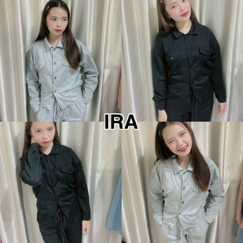 BY IRAชุดเซ็ทเสื้อแขนยาว + กางเกง ใส่เที่ยวคาเฟ่เก๊ๆ