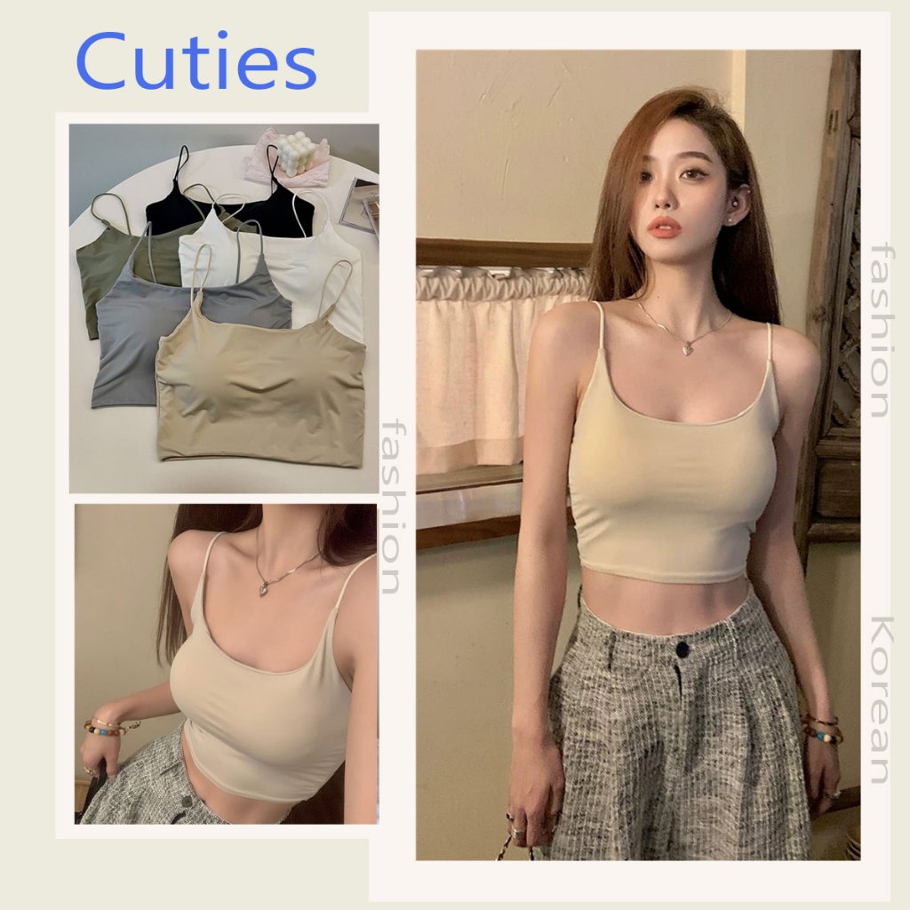 Cuties เสื้อสายเดี่ยวเข้ารูป สายปรับระดับได้ มีฟองน้ำในตัว เซ็กซี่ สไตล์พี่สาวจีน เกาหลีเกาใจ X5618