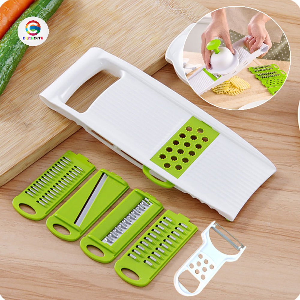 cucucute ชุดสไลด์ผักผลไม้ พร้อมใบมีด 5 แบบ ที่สไล์ดผัก ชุดอุปกรณ์หั่นผักผลไม้