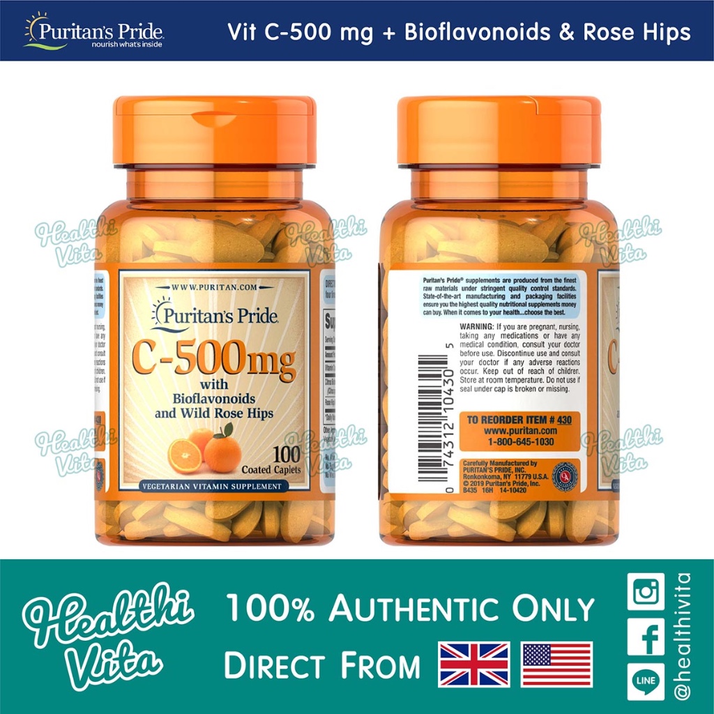 Puritan's Pride - Vitamin C-500 mg with Bioflavonoids & Rose Hips /100 Caps EXP 12/26
