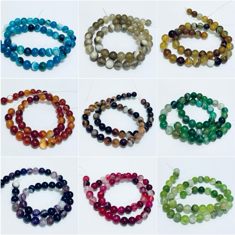 หินนำโชค อาเกตคละสี #หินแท้ แพ็ค10/20เม็ด แถมเอ็นยืดร้อยกำไล