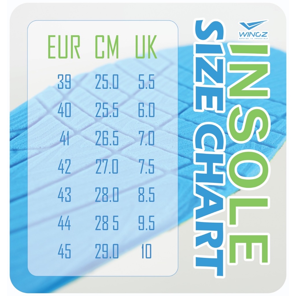 Wingz insole พื้นรองเท้า แผ่นเสริมรองเท้า รุ่น WZ-IN55 (เเพ็ค1คู่)