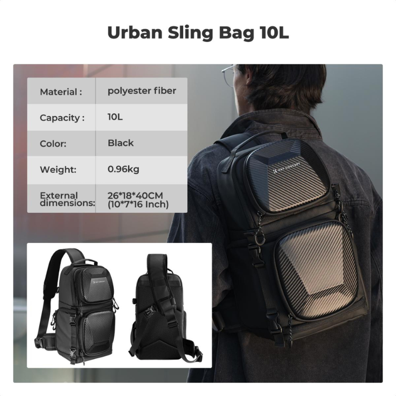 กระเป๋ากล้องสะพายข้าง K&F Urban Wander Sling Bag 10L, EVA Hard Shell (KF13.176)