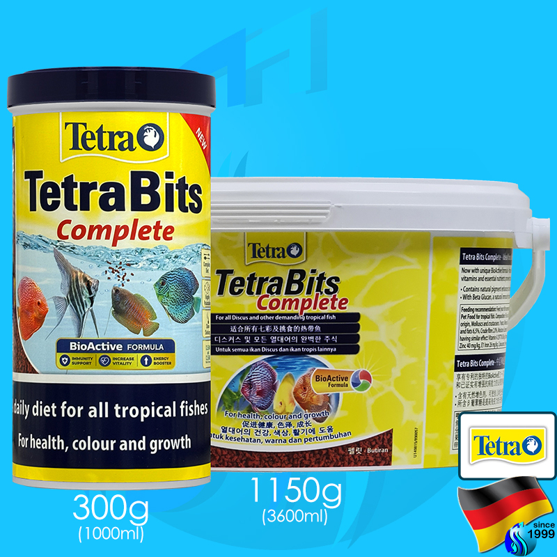 TetraBits Complete 1000ml / 1250ml / 3600ml อาหารปลาปอม 300g 375g 1150g Tetra Bits +25% Bit