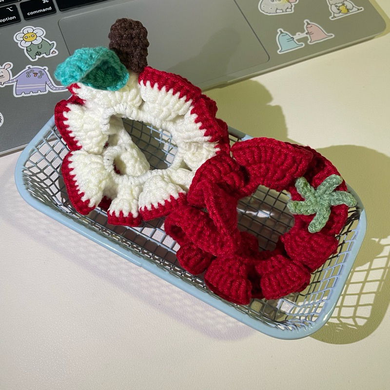 fav.jellyfish | ยางมัดผมไหมพรม แอปเปิ้ล&มะเขือเทศ🍎🍅🤏🏻✨ | apple & tomato scrunchie!