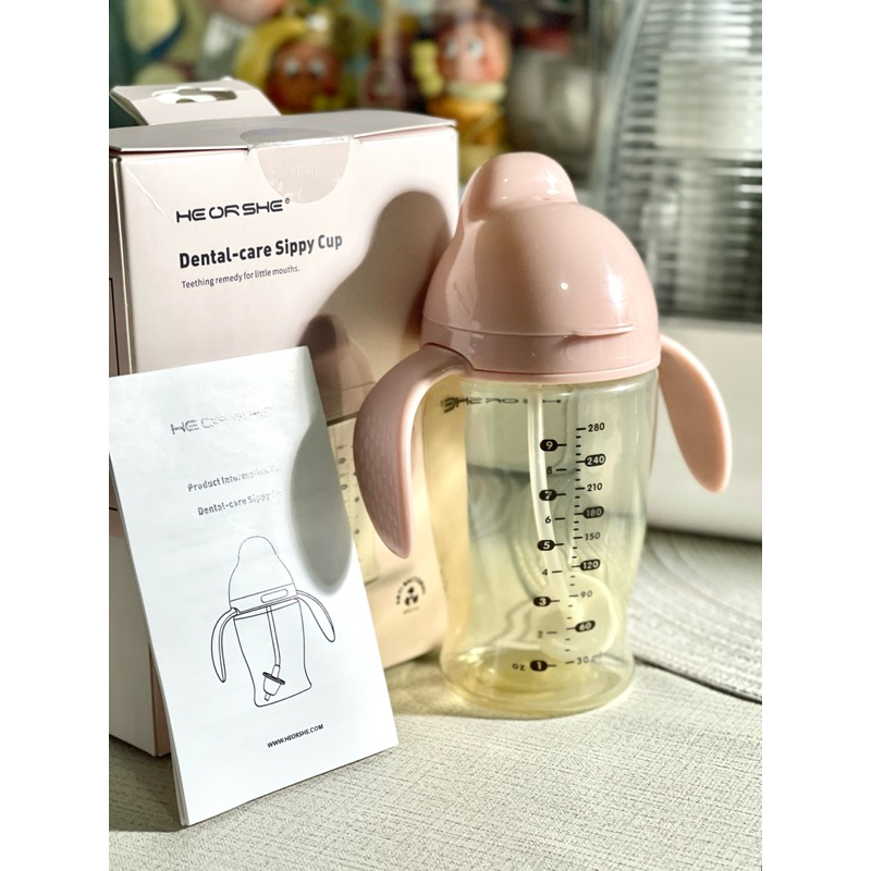 HEORSHE Dental-care Sippy Cup แก้วหัดดื่ม ขวดหัดดื่ม มือสอง น้องใช้แค่ครั้งเดียว