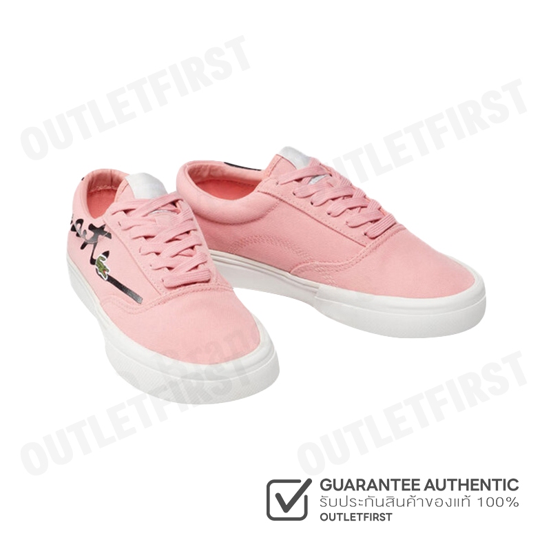 LACOSTE รุ่น  WOMEN'S JUMP SERVE LACE CANVAS SNEAKERS CODE: 7-42CFA0010PW1 รองเท้าผ้าใบ รองเท้าผู้หญ