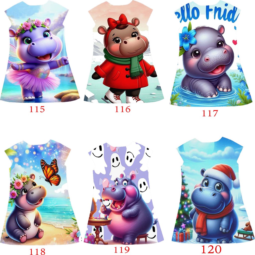 เดรสสั้นเด็กสวยๆ ทรงเสื้อน่ารัก ลายการ์ตูนหมูเด้ง