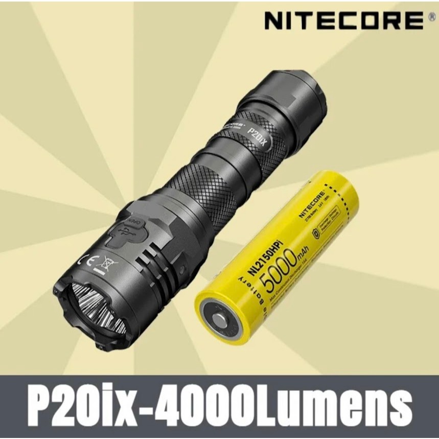 Nitecore P20ix ไฟฉายยุทธวิธี Super Bright 4000 Lumens พร้อม NL2150HPi 5000MAh แบตเตอรี่ Troch สำหรับ Camping