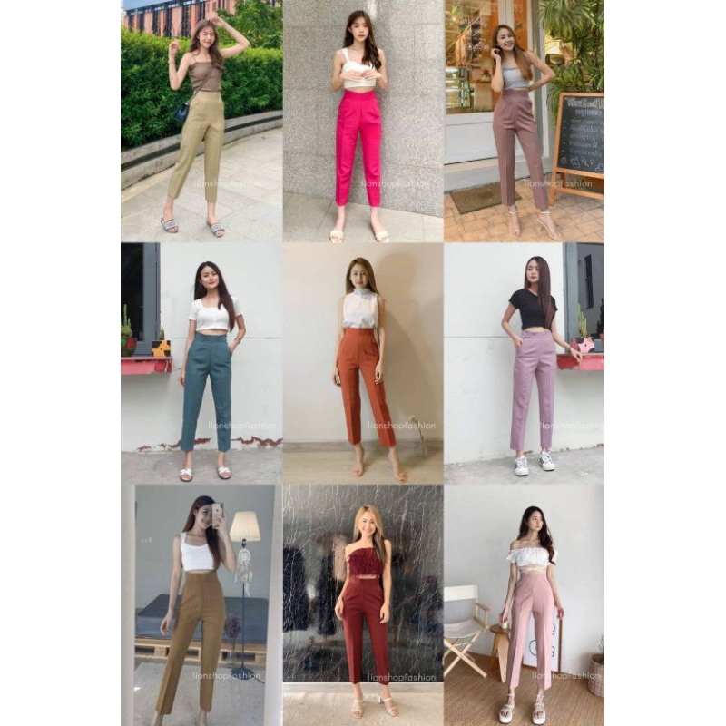 กางเกง7ส่วน ซิปหลัง (NN702) เอวสูงขอบใหญ่ เก็บพุงทรงสวย เนื้อผ้าใส่สบาย #กางเกงทำงาน #กางเกงแฟชั่น