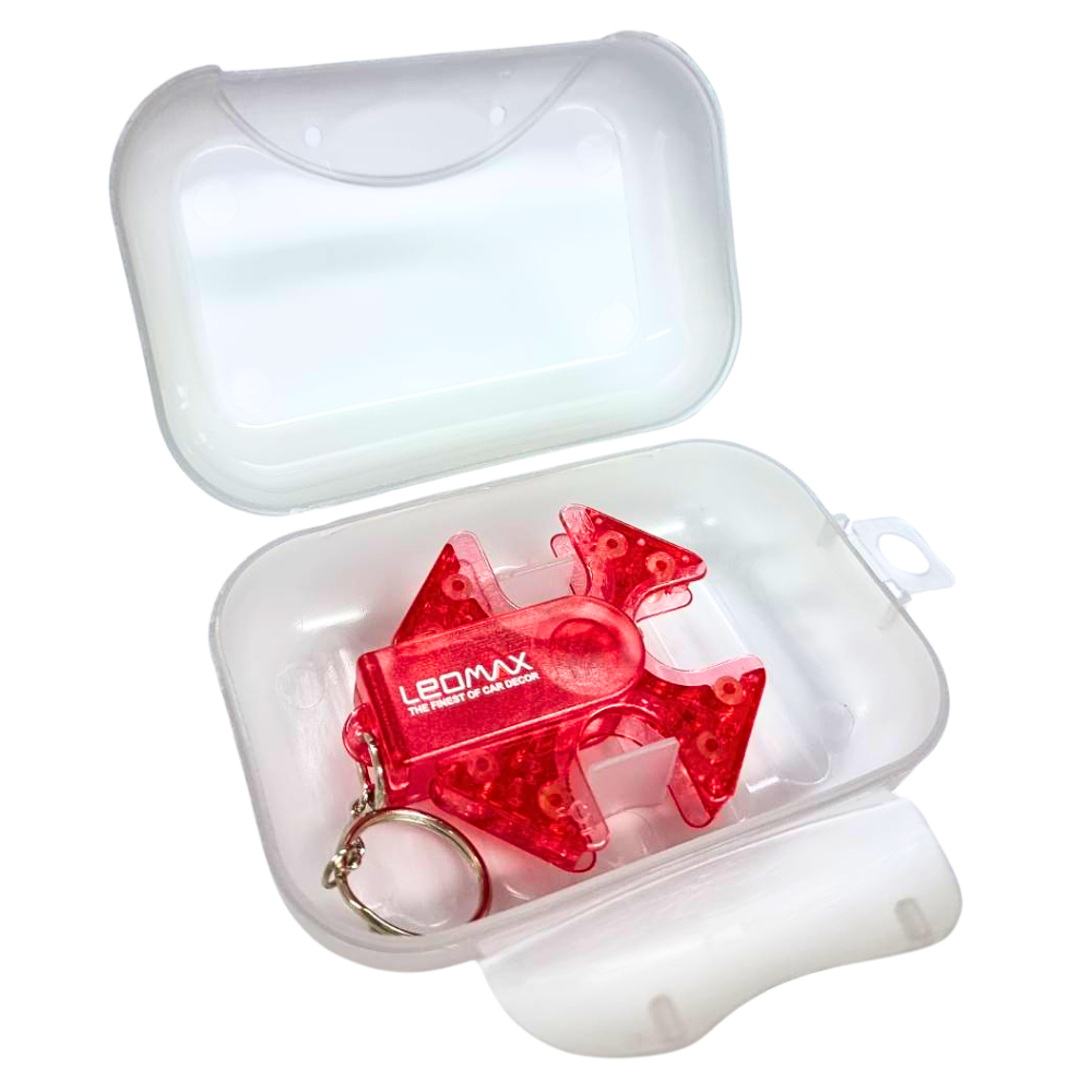 LEOMAX พวงกุญแจเก็บเหรียญหมุนได้ รุ่น SPINNER  สีประจำวัน 7 สี สีแดง พร้อมเคส