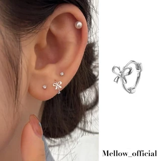 ต่างหูโบว์ห่วง (1คู่) เงิน925 สวย น่ารัก คุณหนูติดแกรม RA1 Mellow