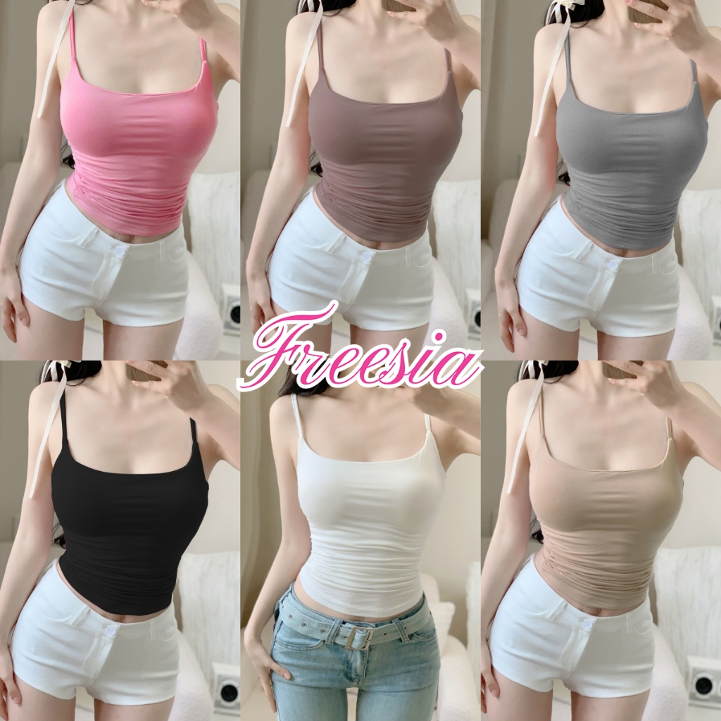 สายเดี่ยวฟองน้ำ สายเดี่ยวครอป ทรงเข้ารูป มีฟองน้ำ หลายสีให้เลือก#92206