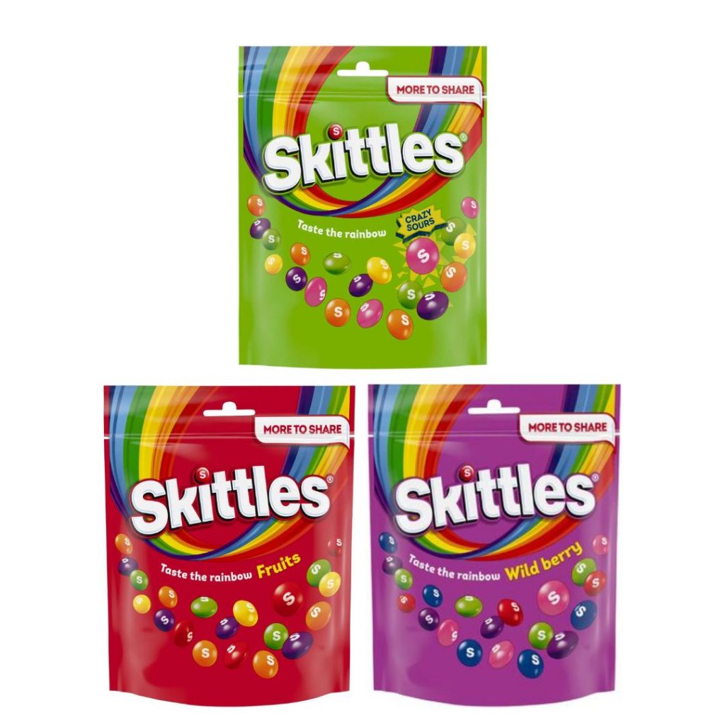ลูกอมกลิ่นผลไม้ skittle ถุง 318 กรัม มี 3 รส
