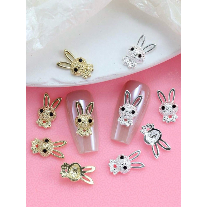 AC.1068 ร้านไทย ขายปลีก 1 ชิ้น พร้อมส่ง อะไหล่แต่งเล็บรูปกระต่ายประดับด้วยเพชร