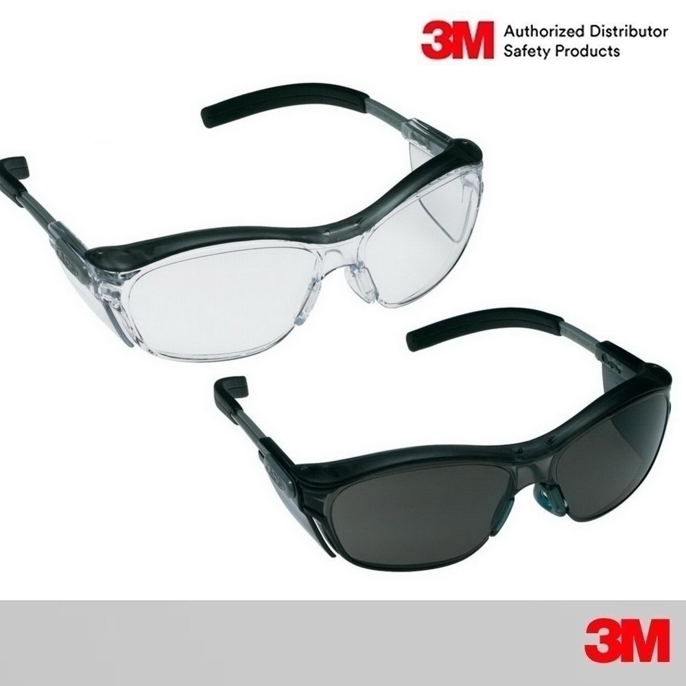 แว่นตานิรภัย 3M รุ่น Nuvo 11411 เลนส์ใส กรอบสีเทา, 11412 เลนส์ดำ กรอบสีเทา