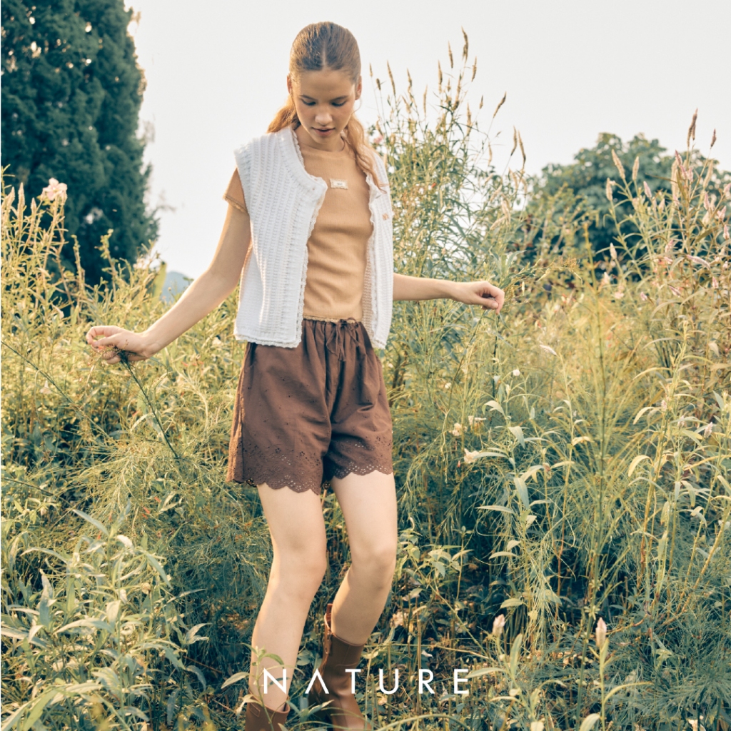nature.bkk - BTN35215 กางเกงขาสั้นผ้าคอตตอนลายลูกไม้ Nature lace cotton shorts