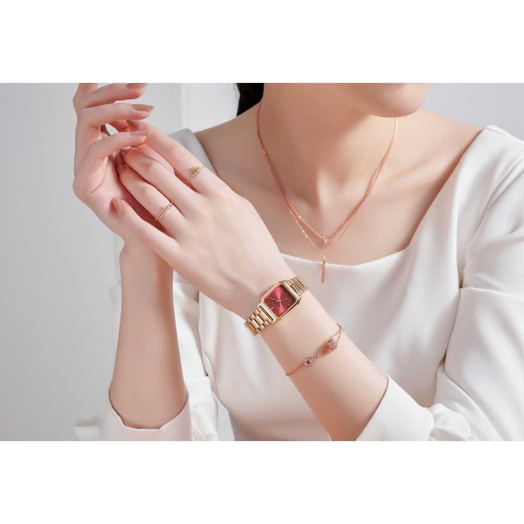 Julius นาฬิกาข้อมือผู้หญิง JA-1304 สายสแตนเลสสตีล หน้าปัดเหลี่ยม แบรนด์เกาหลี แฟชั่นฮิตของแท้