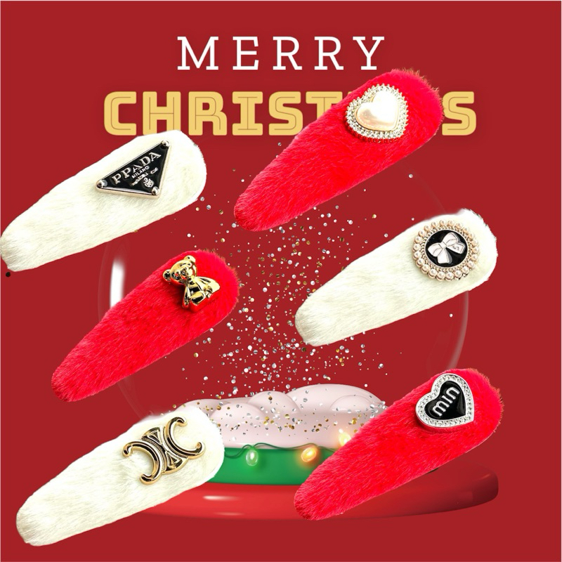 A1102 กิ๊บแบรนด์ แฟชั่น แดง ขาว ไม่มีแผง พร้อมส่งในไทย