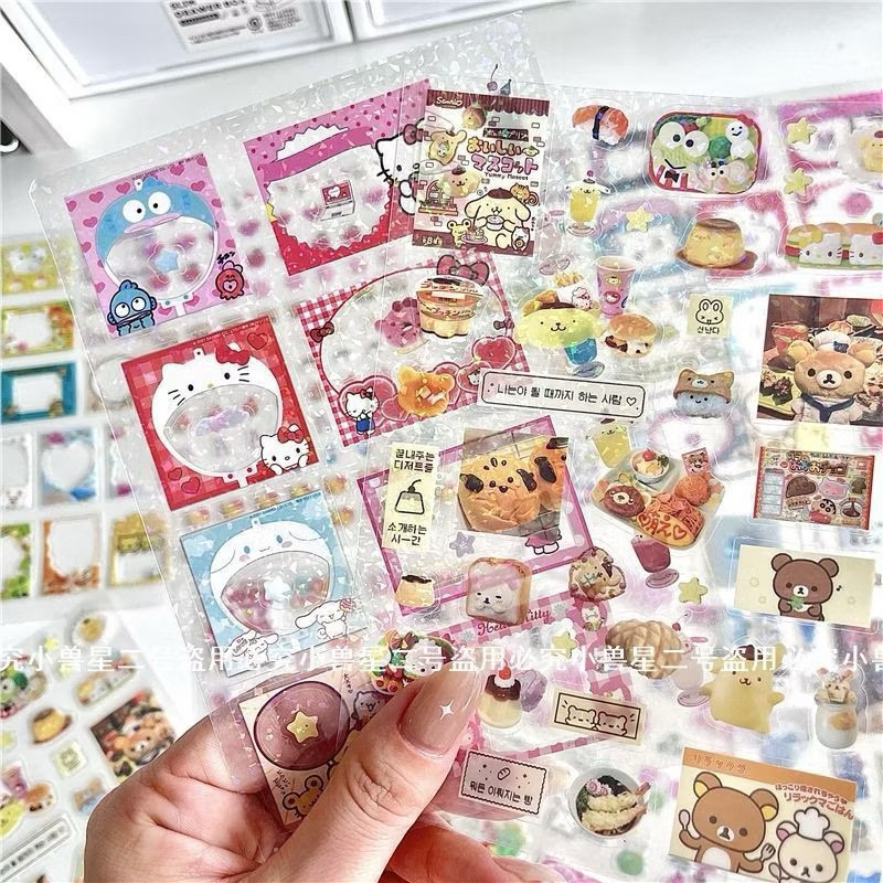 พร้อมส่ง สติ๊กเกอร์แพค4ชิ้น คละลาย Y2K PET สติกเกอร์กลิตเตอร์ นูนใส น่ารักมาก