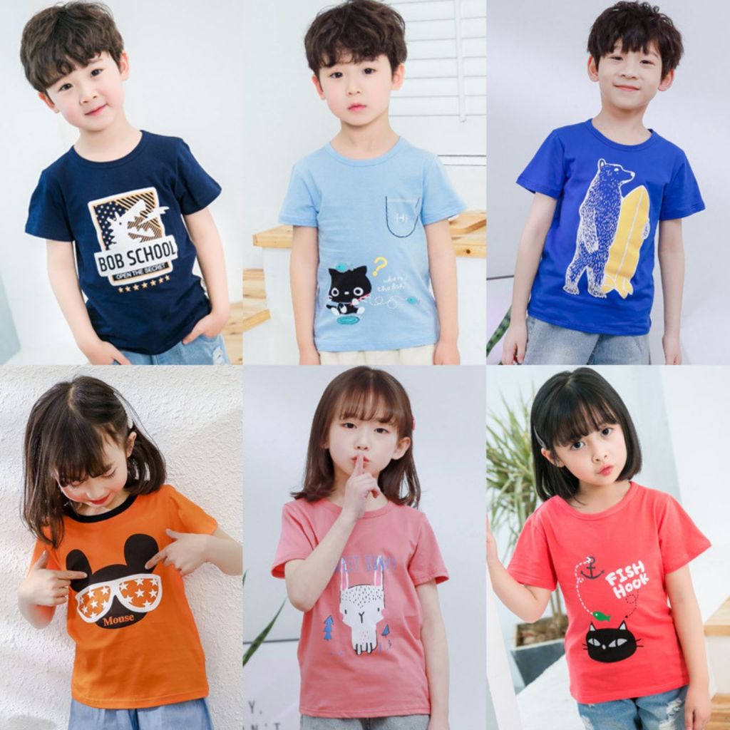 เสื้อยืดเด็ก1-12ขวบ ชายหญิง คละสีคละลาย (cotton ผสม)