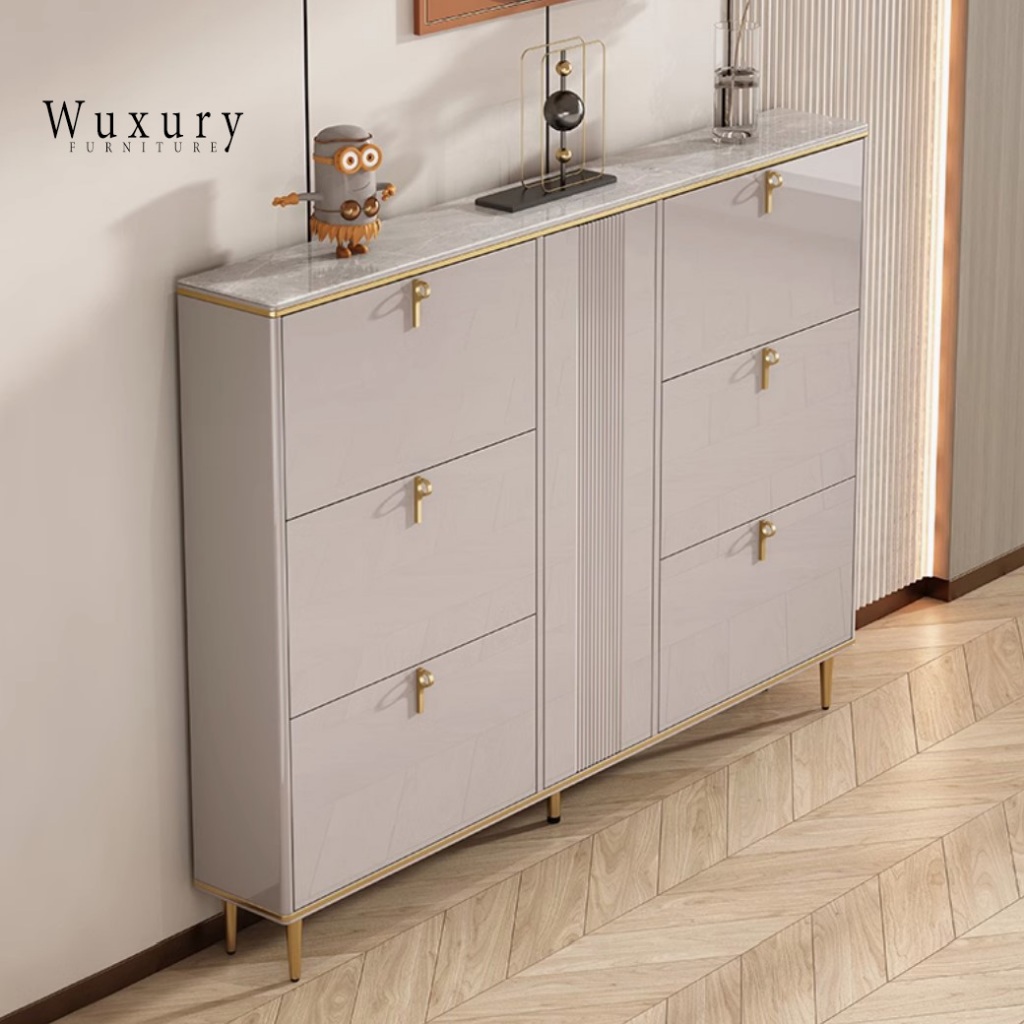 Wuxury Furniture  ตู้รองเท้า แบบบานเปิด/ปิด ชั้นวางรองเท้า กล่องเก็บรองเท้า  ส่งฟรี