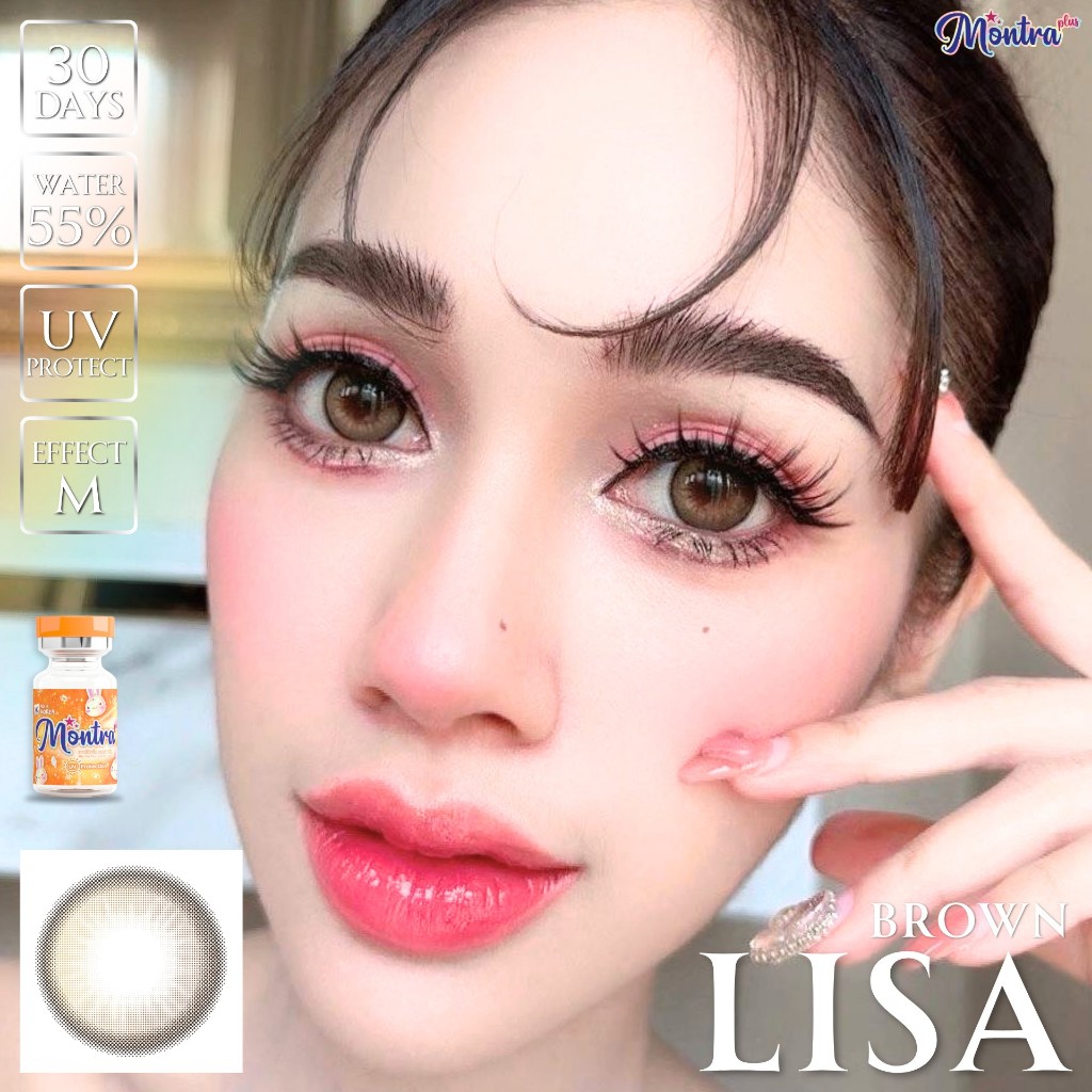 🔥คอนแทคเลนส์ 💗ขนาดกลาง💗 Lisa (Montra) สี : Brown / Gray / Almond Brown
