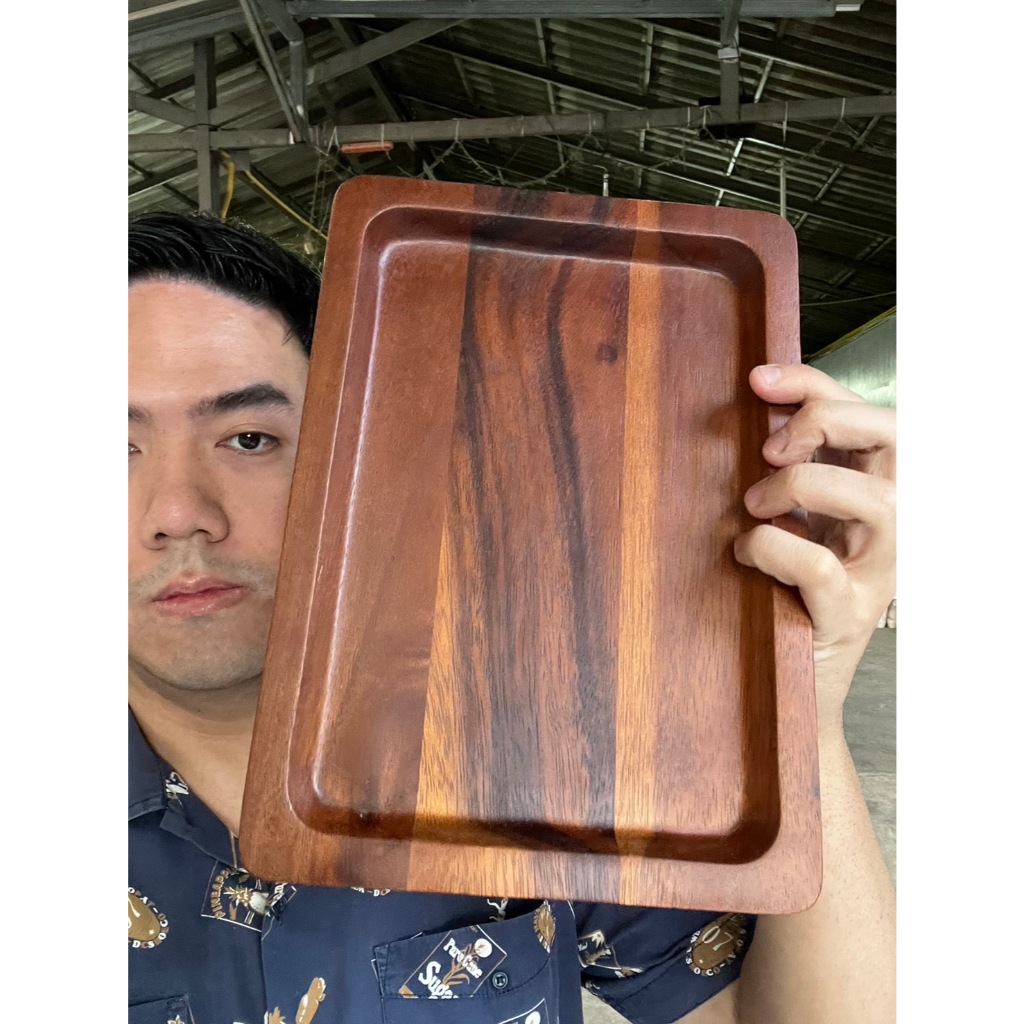 ถาดเสิร์ฟ สี่เหลี่ยม ขนาด 195x280x20มิล ถาดไม้ Wooden Tray ผลิตจากไม้ฉำฉา ออกใบกำกับภาษีได้ รหัส103424