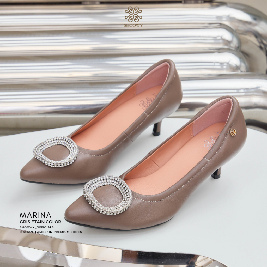 รองเท้าหนังแกะรุ่น Marina Gris Etain color (สีน้ำตาลเข้ม)