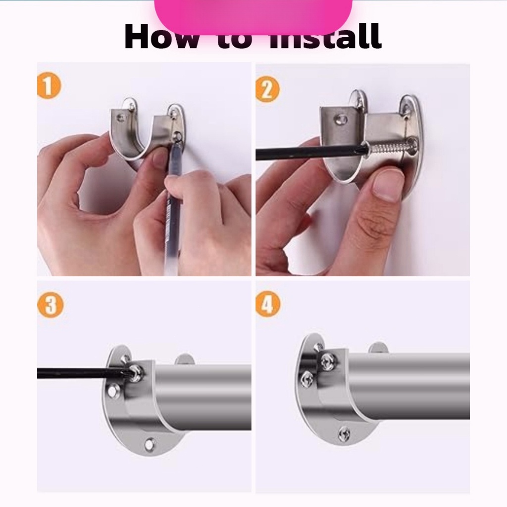 ราวจับหน้าแปลน สเตนเลส รูปตัว U สําหรับในตู้เสื้อผ้า ขนาด 25mm 32mm Closet Rod Brackets - รูปที่ 6