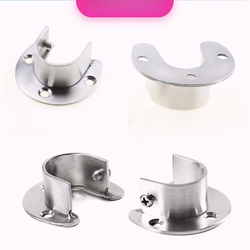 ราวจับหน้าแปลน สเตนเลส รูปตัว U สําหรับในตู้เสื้อผ้า ขนาด 25mm 32mm Closet Rod Brackets - รูปที่ 4