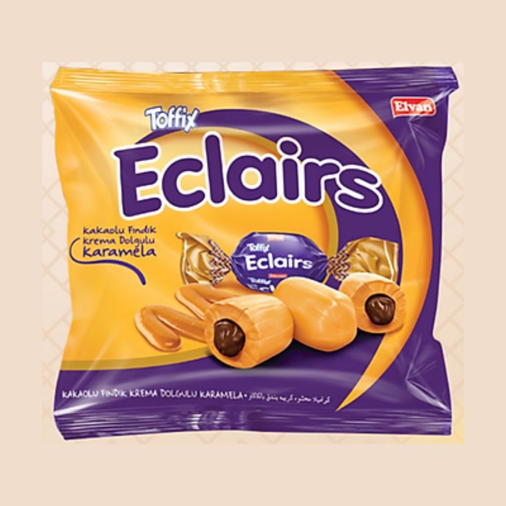 Elvan Toffix Eclairs ลูกอมคาราเมลสอดไส้ครีมโกโก้ฮาเซลนัท นํ้าหนัก 300 กรัม BBF.06/01/26