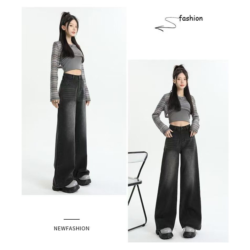กางเกง ยีนส์สีดำฟอก ขากระบอกใหญ่ Jean, Clothing กางเกงยีนส์ขากระบอกใหญ่ ใส่ได้ทั้ง ช/ญ กางเกงขายาว (จัดส่งจากทม) 7751
