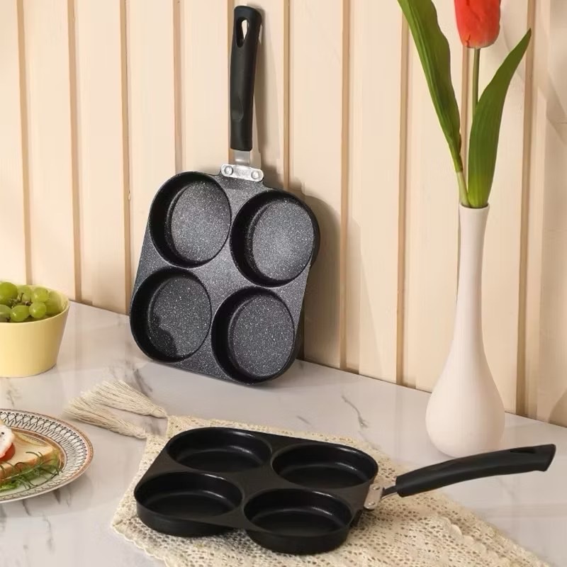 YP-378  กระทะทอดไข่ดาว ทอดไข่ 4 หลุม Non-Stick ลายหินอ่อน สี่หลุม ไข่เกี๊ยวกระทะอาหารเช้า