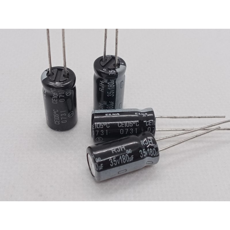 (แพ็ค5ตัว) คาปาซิเตอร์ 180uF 35V. 105c°ขนาด8×15mm. Capasitor 180uF 35V. 105c° พร้อมส่ง