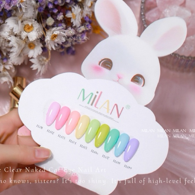 พร้อมส่ง สีเจล Milan สี candy พาสเทล น้องกระต่ายน้อย 9 สี แถม ชาร์ทสี