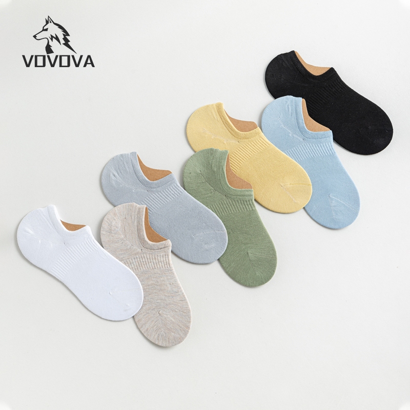 VOVOVA【ห้า คู่】ถุงเท้าสั้นแฟชั่น สีเด่น ระบายอากาศดีแฟชั่น ถุงเท้าข้อสั้นลายน่ารัก เนื้อผ้านุ่ม