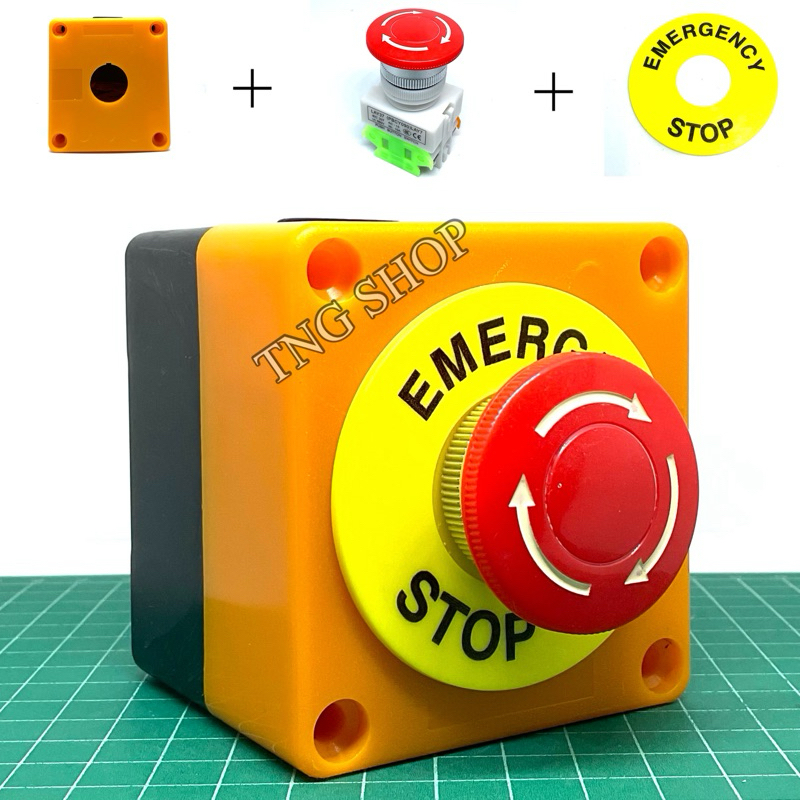 สวิตช์ดอกเห็ด  กล่องควบคุม  Emergency switch ขนาด 22 มิล กดล็อค บิดแล้วเด้งกลับ