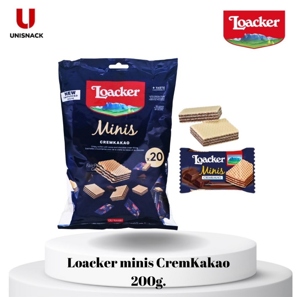 เวเฟอร์ Loacker Minis Cremkakao 200 กรัม(g.) เวเฟอร์ ล็อคเกอร์ ครีมคาเคา ครีมโกโก้ ล็อคเกอร์**ห่อน้ำเงินใหญ่**