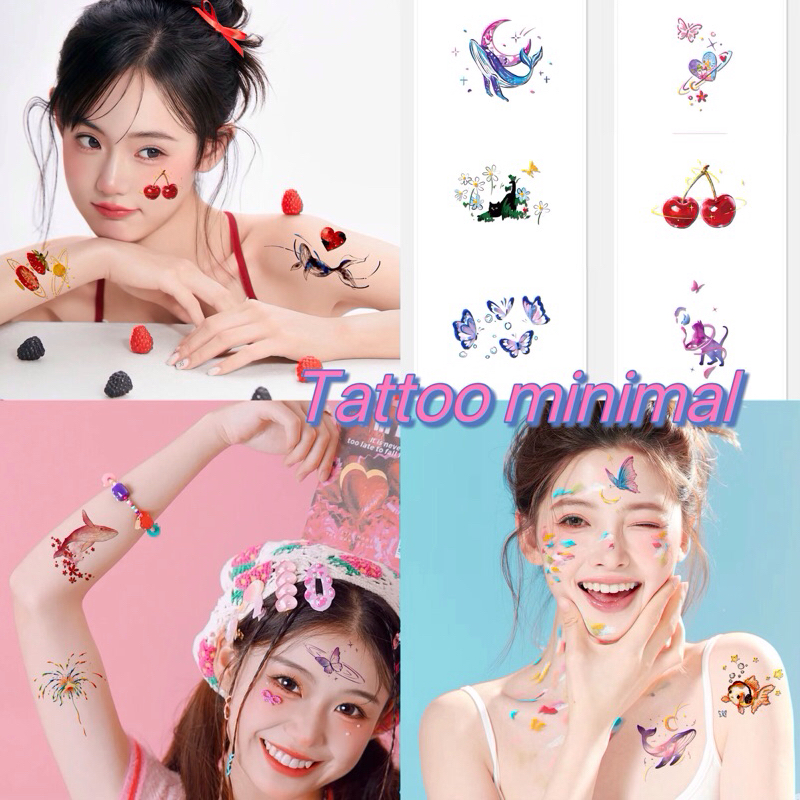 แทททู อวกาศ ทะเล ผีเสื้อ แมว 5x7cm. พร้อมส่งใน