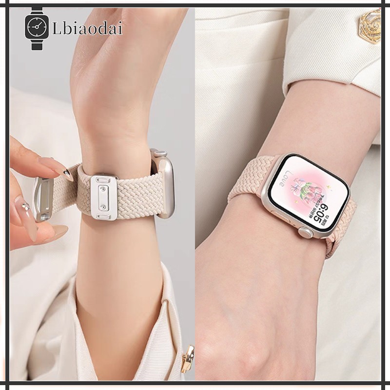 สายไนล่อน for Apple Watch Ultra 3 2 49 46 41 40 42 38mm Iwatch Series 11 10 9 8 7 6 5 4 ถักเปียยืดหยุ่นสายนาฬิกาแม่เหล็ก