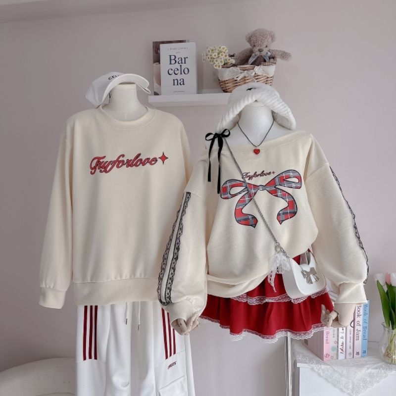 เซตเสื้อคู่ แขนยาว ผ้ามูลเวฟ ตรีมคริสต์มาส (มีขายแยก)