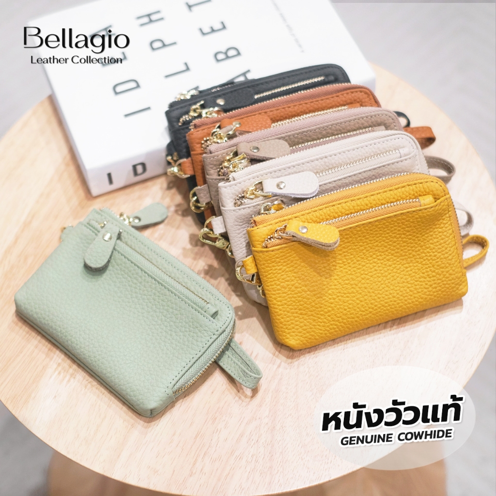 Bellagio รุ่น Wicky Wallet กระเป๋าสตางค์หนังวัวแท้ (มีสายคล้องมือ) ฟังก์ชั่นครบจบในใบเดียว