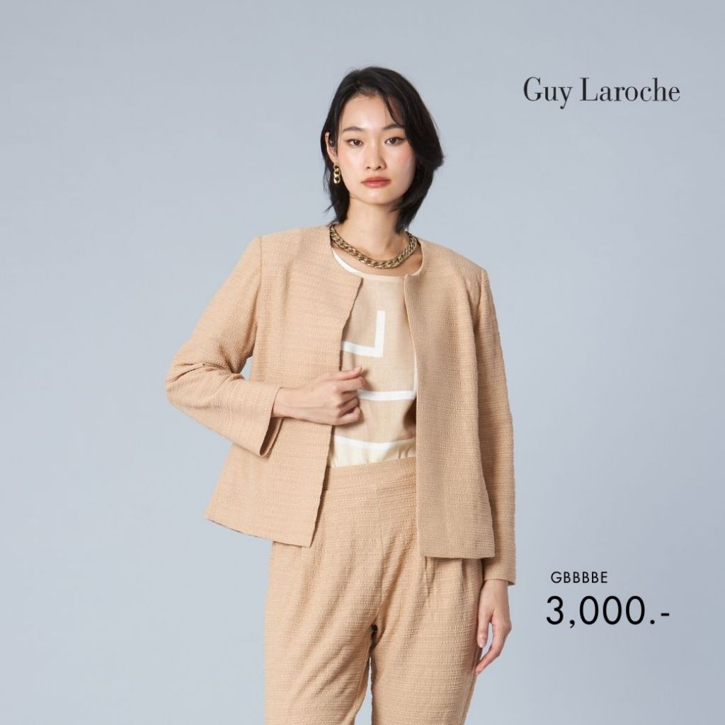 Guy Laroche แจ็คเก็ต Light jacket promfy คอกลม แขนยาว สีเบจ GBBBBE